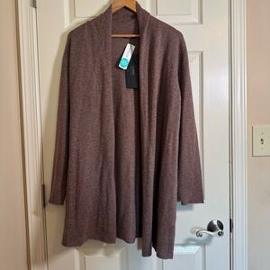 Lusso 100% Cashmere heathered Carmel Brown Cardigan Size L